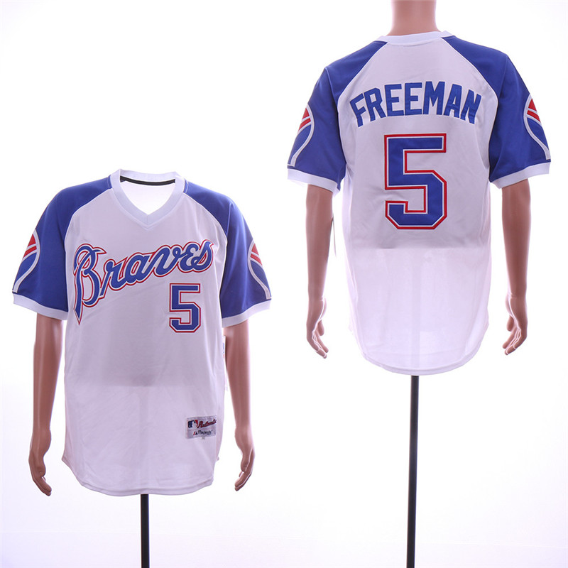 Braves 5 Freddie Freeman White Throwback Jersey