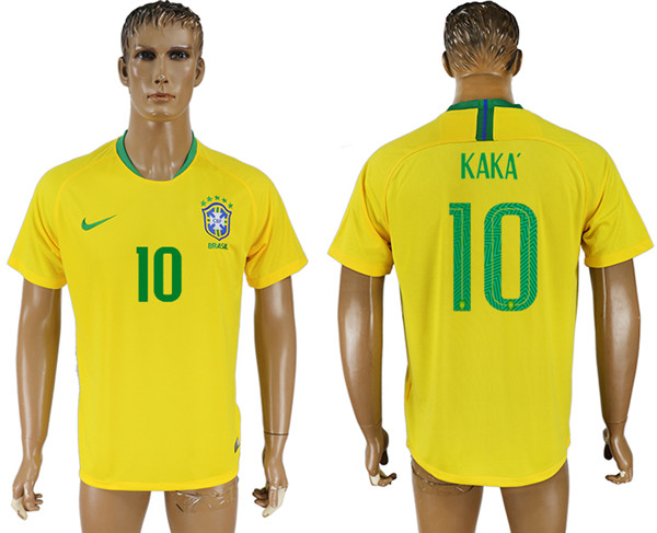 Brazil 10 KAKA Home 2018 FIFA World Cup Thailand Soccer Jersey