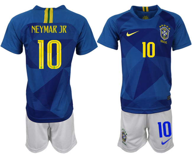 Brazil 10 NEYMAR JR Away 2018 FIFA World Cup Soccer Jersey