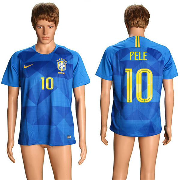 Brazil 10 PELE Away 2018 FIFA World Cup Thailand Soccer Jersey