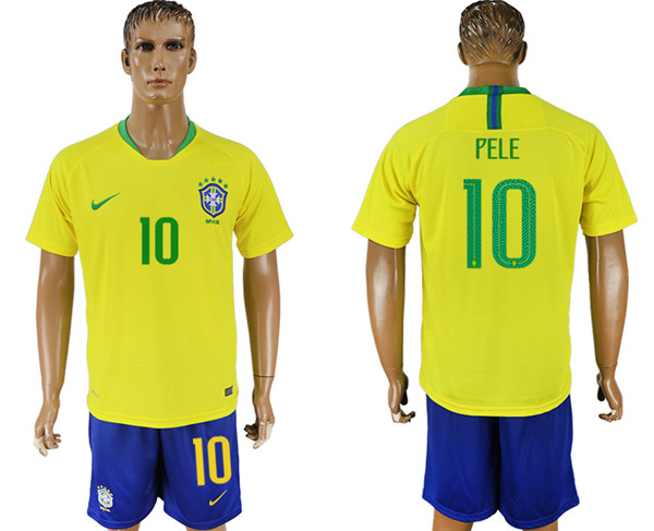 Brazil 10 PELE Home 2018 FIFA World Cup Soccer Jersey