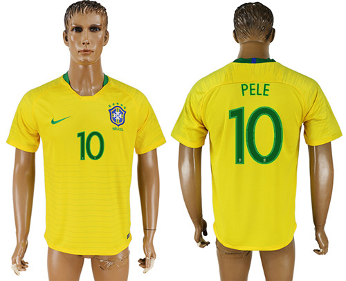 Brazil 10 PELE Home 2018 FIFA World Cup Thailand Soccer Jersey