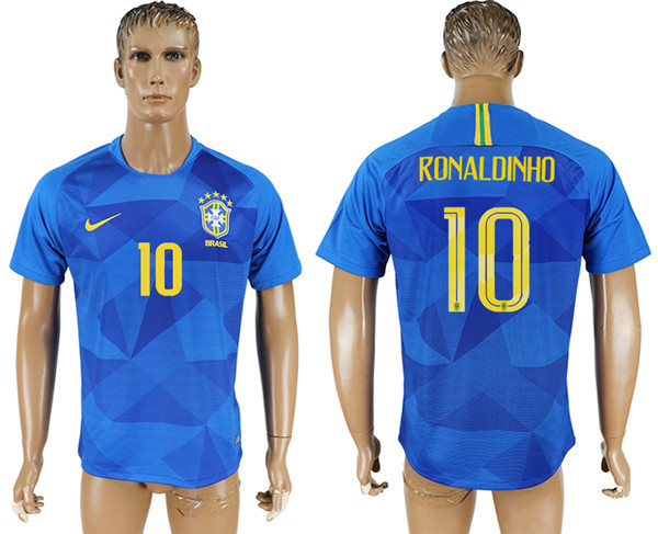 Brazil 10 RONALDINHO Away 2018 FIFA World Cup Thailand Soccer Jersey