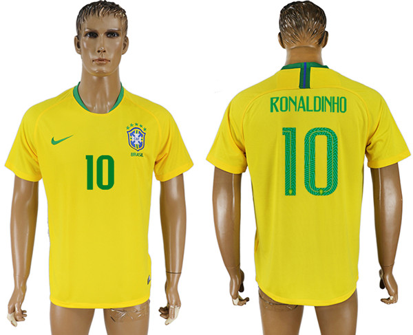 Brazil 10 RONALDINHO Home 2018 FIFA World Cup Thailand Soccer Jersey