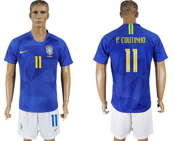 Brazil 11 R. COUTINHO Away 2018 FIFA World Cup Soccer Jersey