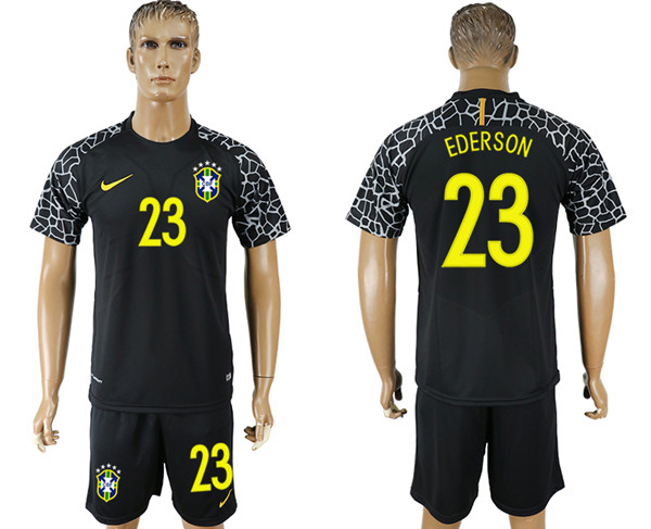 Brazil 23 EDERSON Black Goalkeeper 2018 FIFA World Cup Soccer Jersey