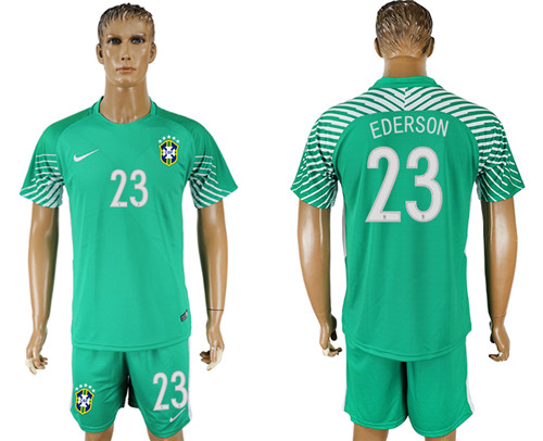 Brazil 23 EDERSON Green Goalkeeper 2018 FIFA World Cup Soccer Jersey