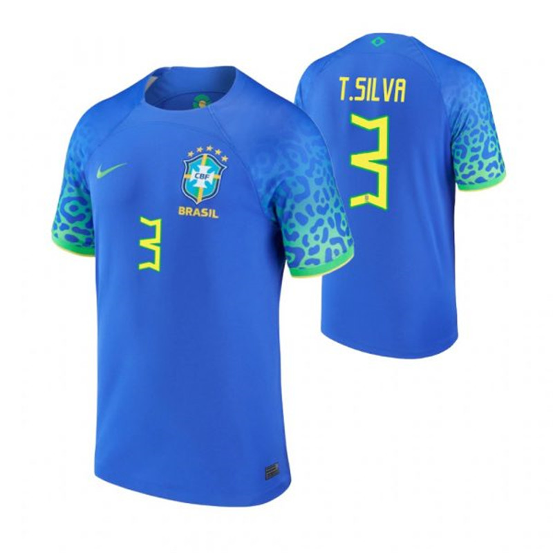 Brazil 3 T.SILVA Away 2022 FIFA World Cup Thailand Soccer Jersey