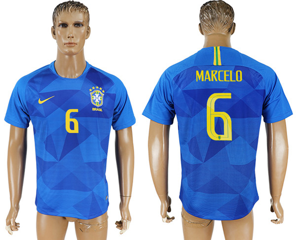 Brazil 6 MARCELO Away 2018 FIFA World Cup Thailand Soccer Jersey