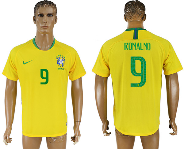 Brazil 9 RONALDO Home 2018 FIFA World Cup Thailand Soccer Jersey