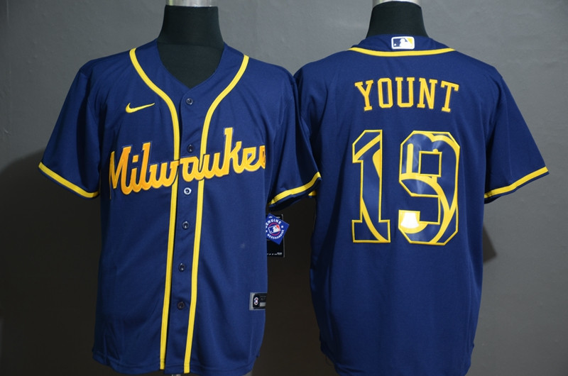 Brewers 19 Robin Yount Royal 2020 Nike Cool Base Fashion Jersey