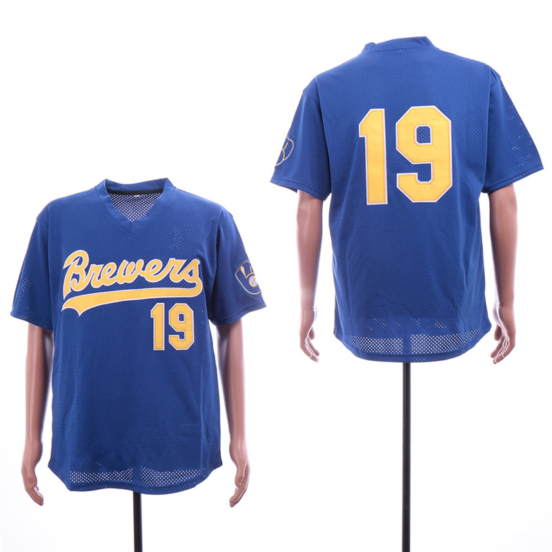 Brewers 19 Robin Yount Royal Mesh Throwback Jersey