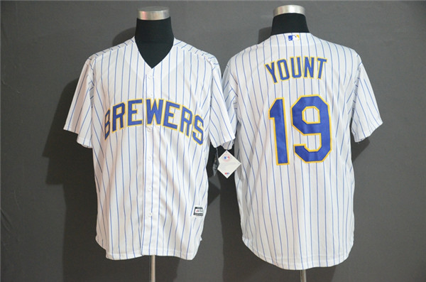 Brewers 19 Robin Yount White Cool Base Jersey