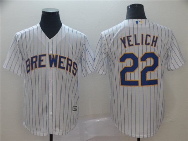 Brewers 22 Christian Yelich White Cool Base Jersey