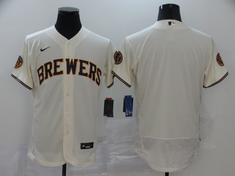 Brewers Blank Cream Nike 2020 Flexbase Jersey