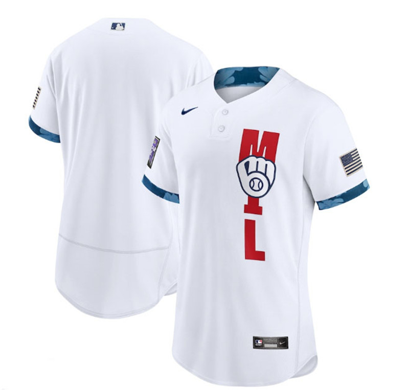 Brewers Blank White Nike 2021 MLB All Star Flexbase Jersey