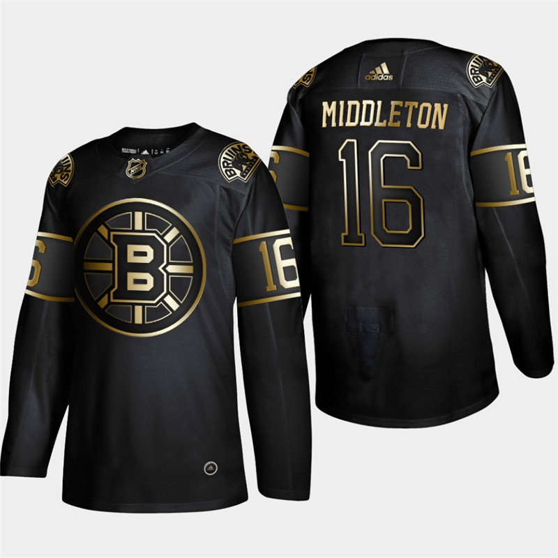 Bruins 16 Rick Middleton Black Gold Adidas Jersey