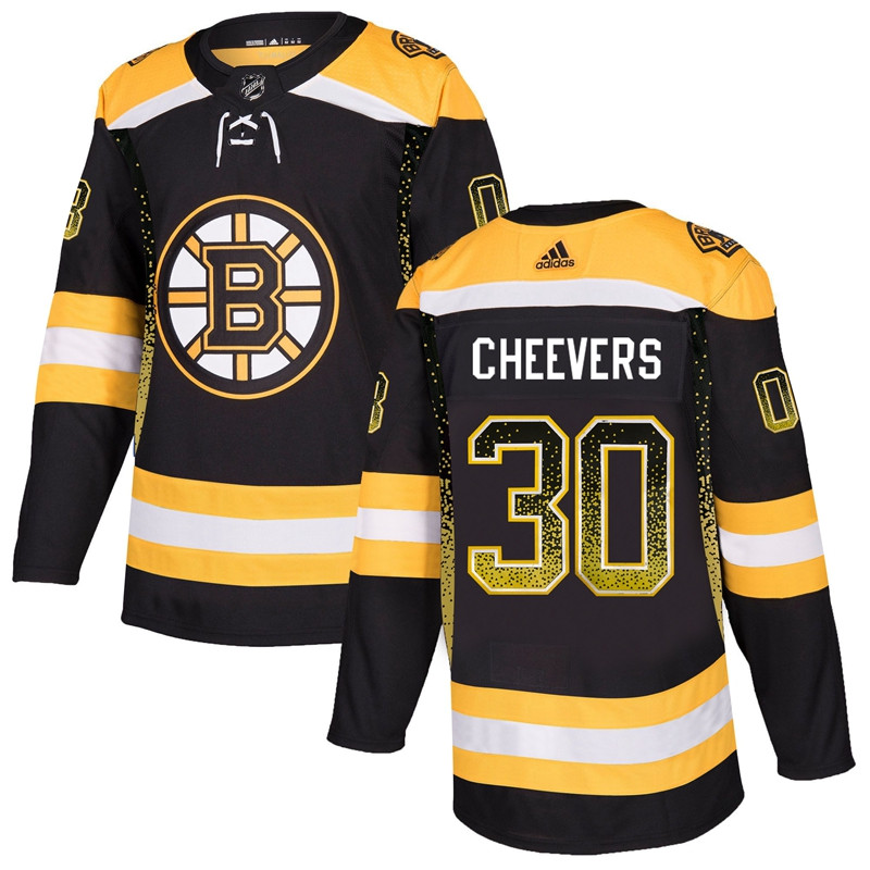 Bruins 30 Gerry Cheevers Black Drift Fashion  Jersey