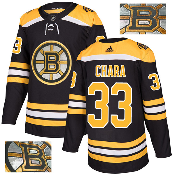 Bruins 33 Zdeno Chara Black With Special Glittery Logo  Jersey
