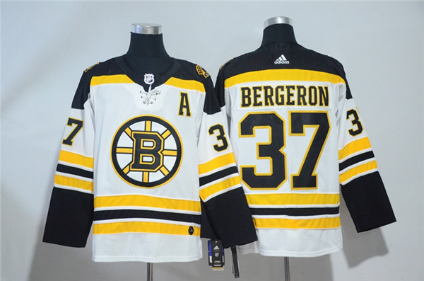 Bruins 37 Patrice Bergeron White  Jersey