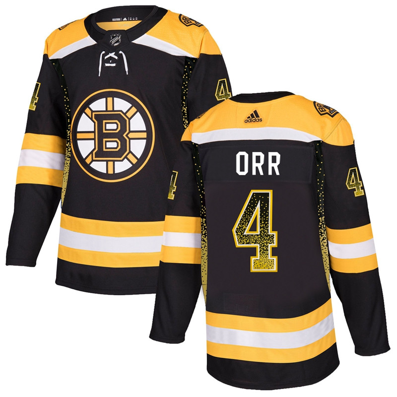 Bruins 4 Bobby Orr Black Drift Fashion  Jersey