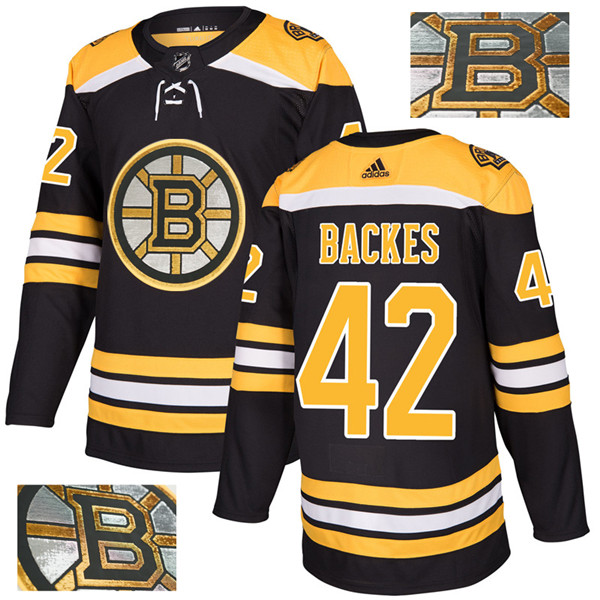 Bruins 42 David Backes Black With Special Glittery Logo  Jersey