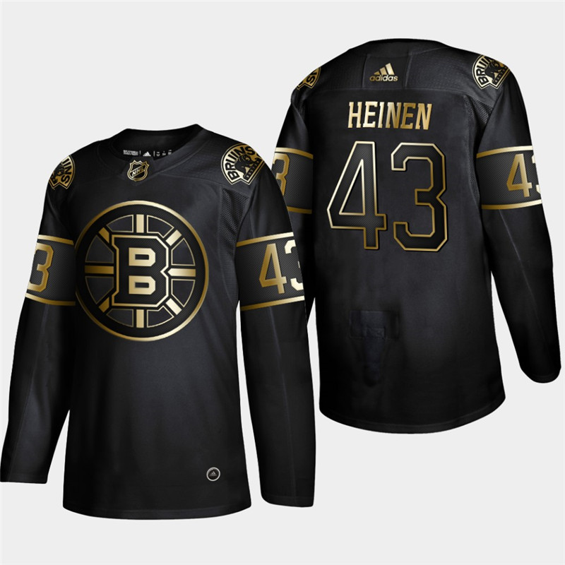 Bruins 43 Danton Heinen Black Gold Adidas Jersey