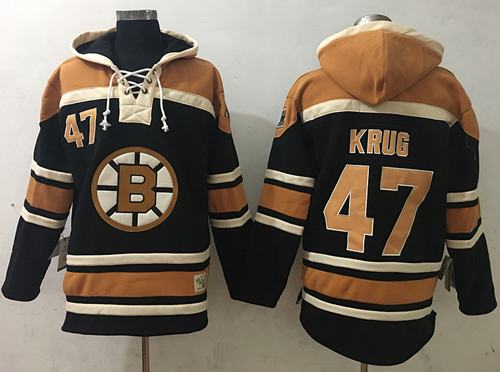 Bruins 47 Torey Krug Black Sawyer Hooded Sweatshirt Stitched NHL Jersey