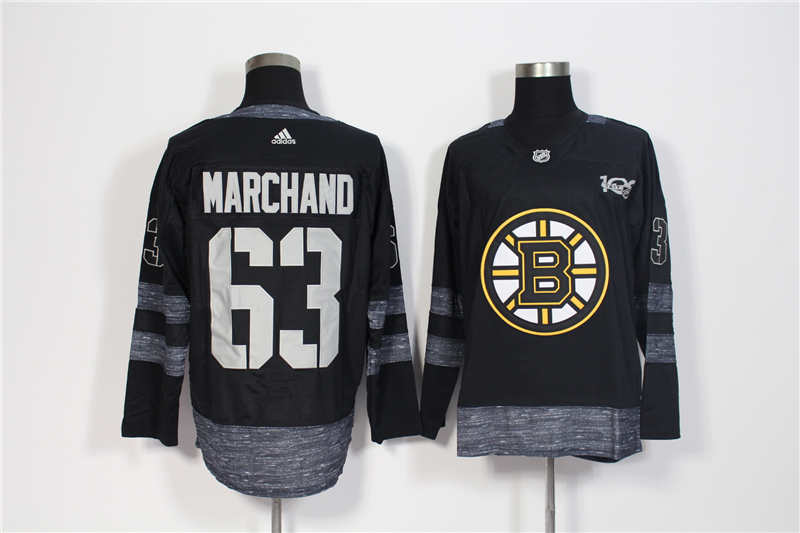 Bruins 63 Brad Marchand Black 1917 2017 100th Anniversary  Jersey