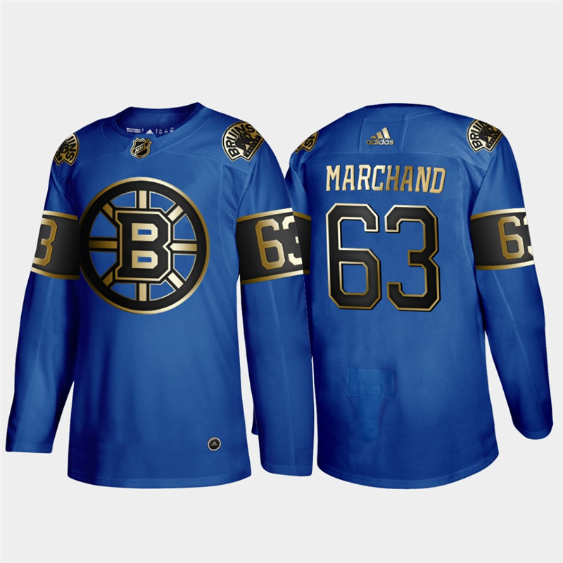 Bruins 63 Brad Marchand Blue 50th anniversary Adidas Jersey