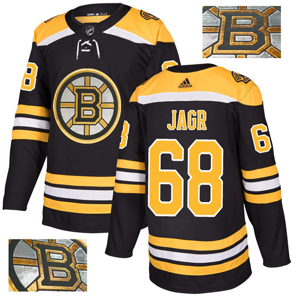 Bruins 68 Jaromir Jagr Black With Special Glittery Logo  Jersey