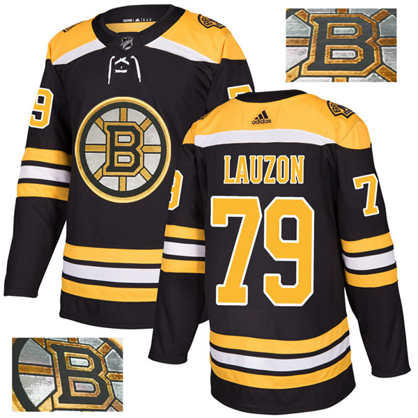 Bruins 79 Jeremy Lauzon Black With Special Glittery Logo  Jersey