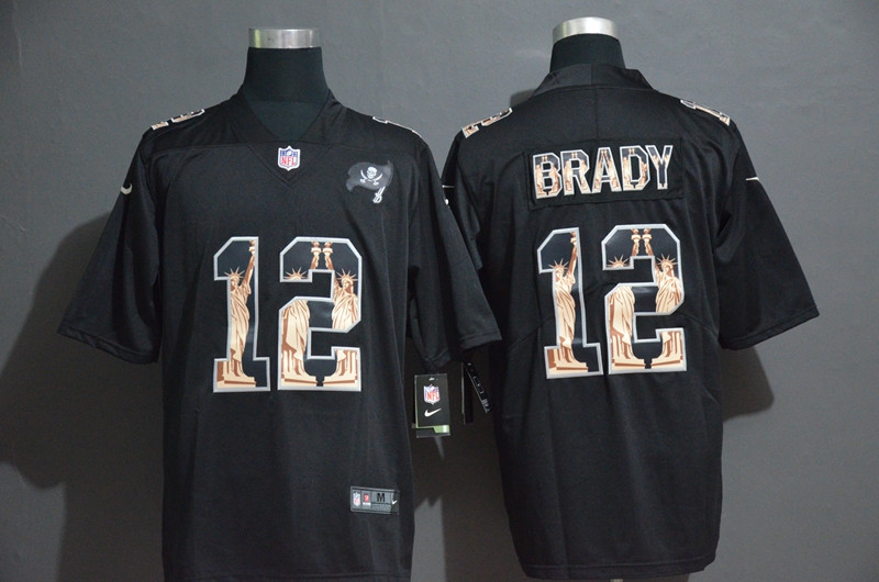 Buccaneers 12 Tom Brady Black Statue of Liberty Limited Jersey