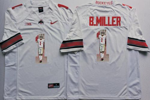 Buckeyes 1 Braxton Miller White Player Fashion Stitched NCAA Jersey