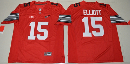 Buckeyes 15 Ezekiel Elliott Red Diamond Quest Stitched NCAA Jersey