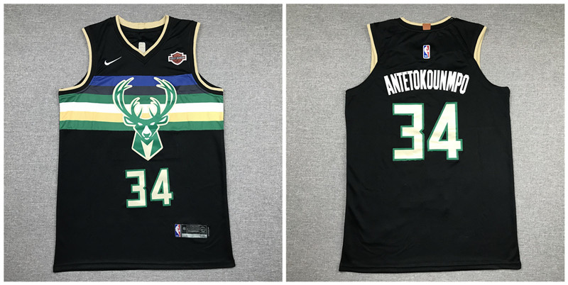 Bucks 34 Giannis Antetokounmpo Black Nike Authentic Jersey