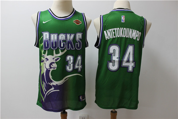 Bucks 34 Giannis Antetokounmpo Green Nike Swingman Jersey