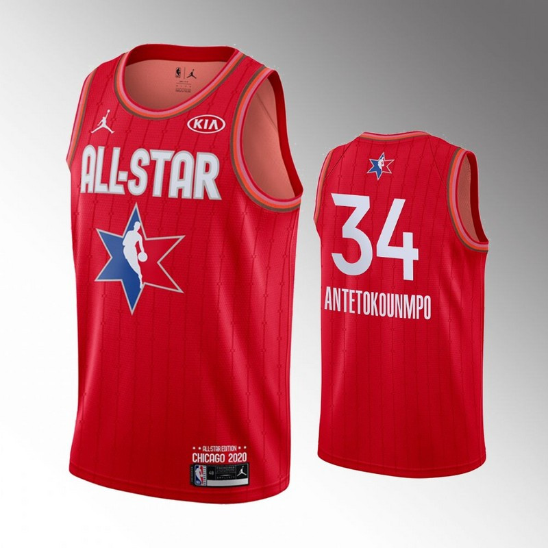 Bucks 34 Giannis Antetokounmpo Red 2020 NBA All Star Jordan Brand Swingman Jersey
