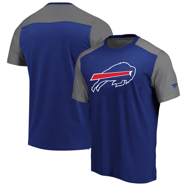 Buffalo Bills NFL Pro Line by Fanatics Branded Iconic Color Block T Shirt RoyalHeathered Gray