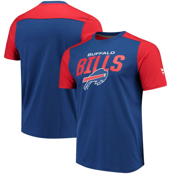 Buffalo Bills NFL Pro Line by Fanatics Branded Iconic Color Blocked T Shirt Royal Red
