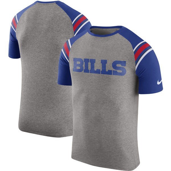 Buffalo Bills  Enzyme Shoulder Stripe Raglan T Shirt Heathered Gray