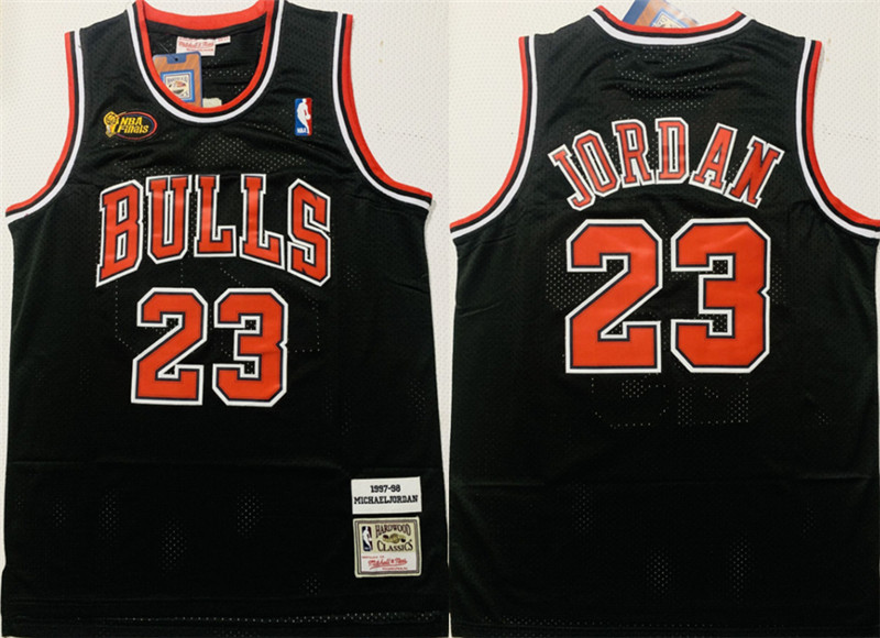 Bulls 23 Michael Jordan Black 1997 98 Hardwood Classics NBA Finals Jersey