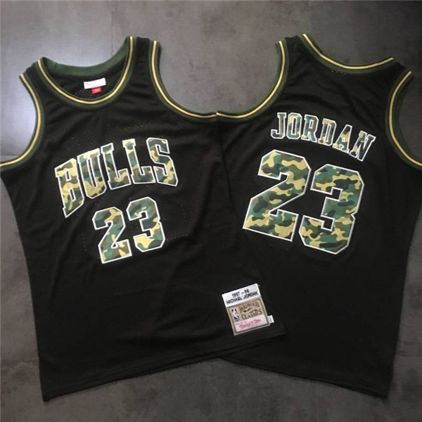 Bulls 23 Michael Jordan Black Camo 1997 98 Hardwood Classics Jersey