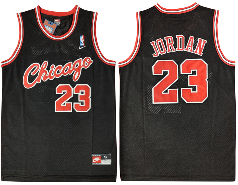 Bulls 23 Michael Jordan Black Nike Swingman Jersey