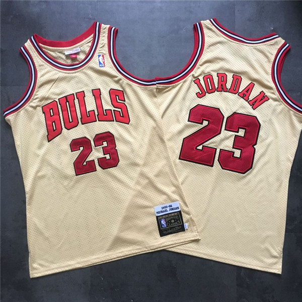 Bulls 23 Michael Jordan Cream 1995 96 Hardwood Classics Mesh Jersey
