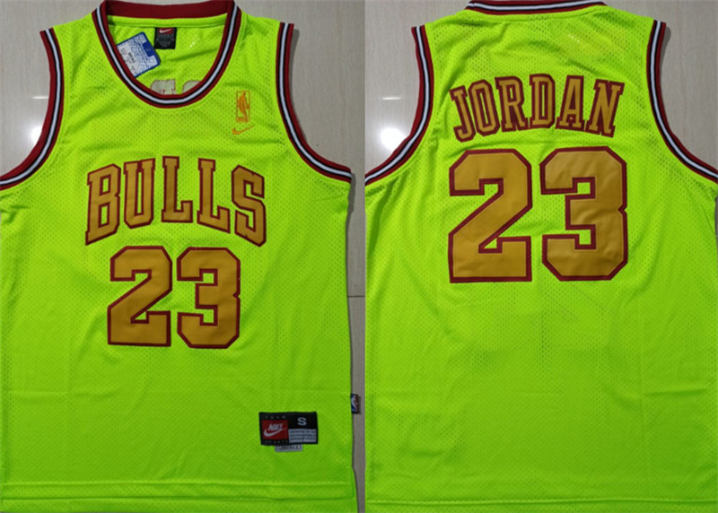 Bulls 23 Michael Jordan Fluorescent Green Nike Mesh Swingman Jersey