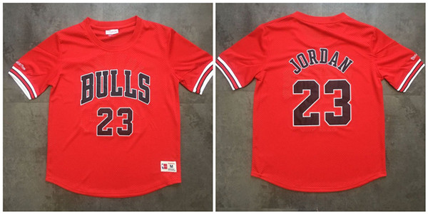 Bulls 23 Michael Jordan Red Mitchell & Ness Mesh Jersey