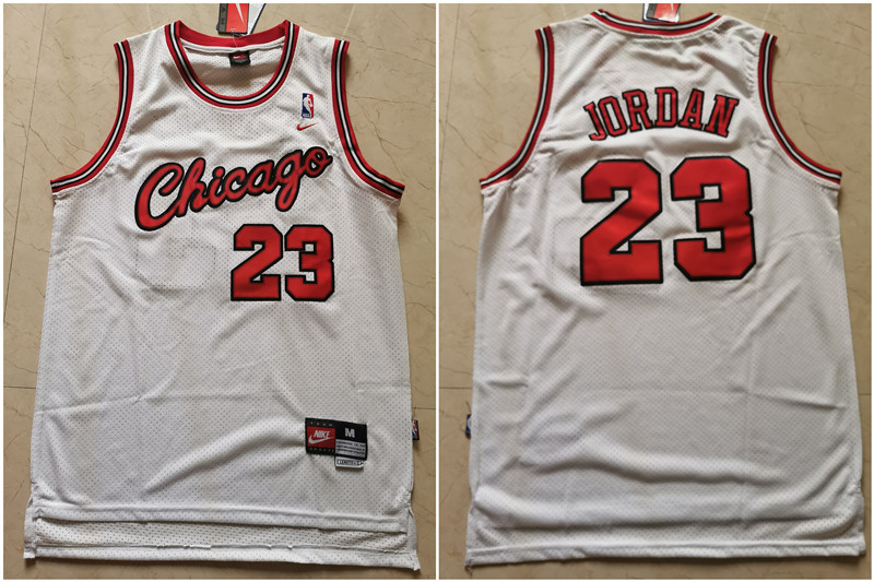 Bulls 23 Michael Jordan White Nike Mesh Swingman Jersey