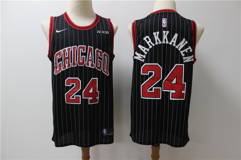 Bulls 24 Laur Markkanen Black Nike Swingman Jersey