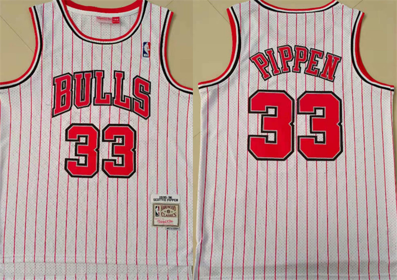 Bulls 33 Scottie Pippen White Red 1997 98 Hardwood Classics Jersey